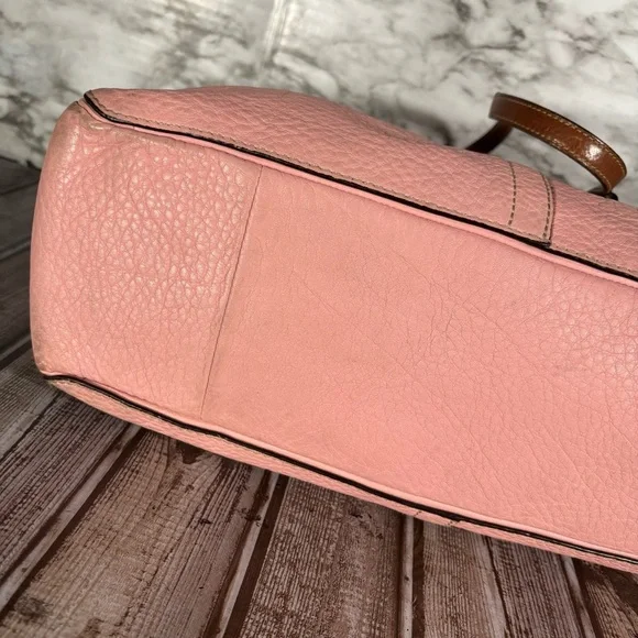 Coach Pink and Brown Leather Tote Bag Purse Double Handles - Picture 6 of 14